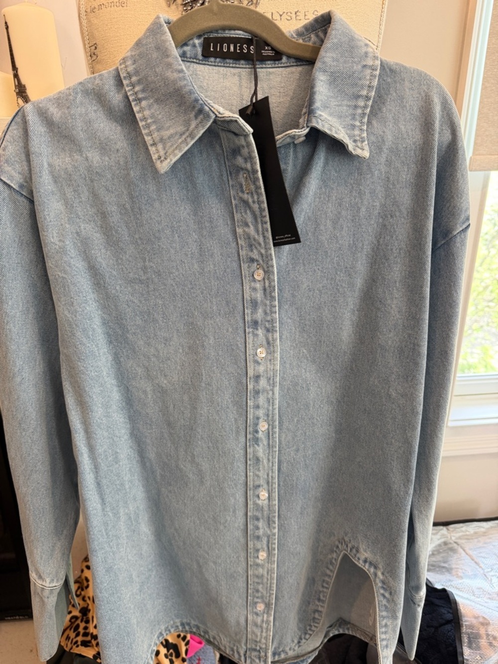 Lioness Light Blue Denim Button-Up Shirt